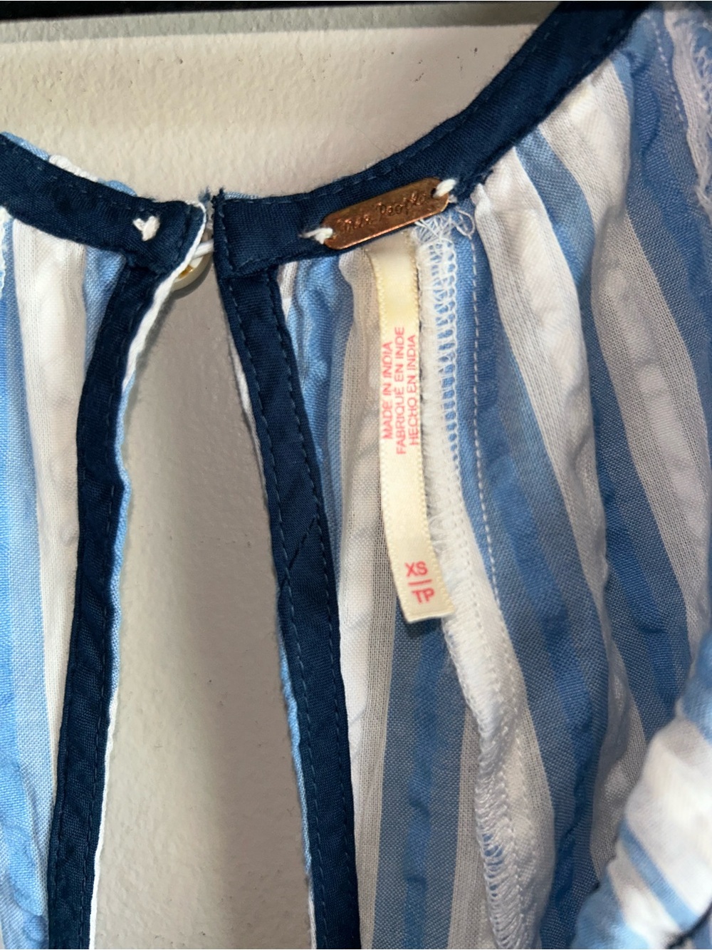 Free People Blue and White Bop Around Romper - Picture 2 of 3